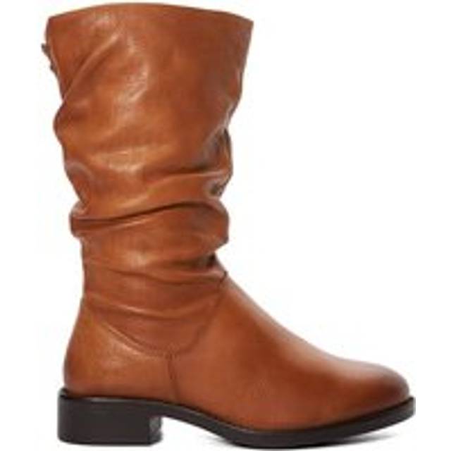 Dune London Womens Ladies Tyling - Ruched Calf Boots - Tan Leather (archived) - Size UK 3