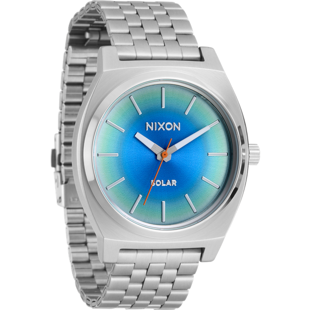 NIXON Time Teller Solar A1369 SilverRainbow 100m Water Resistant Mens Analog Solar Powered Fashion Watch 405mm Watch Fac