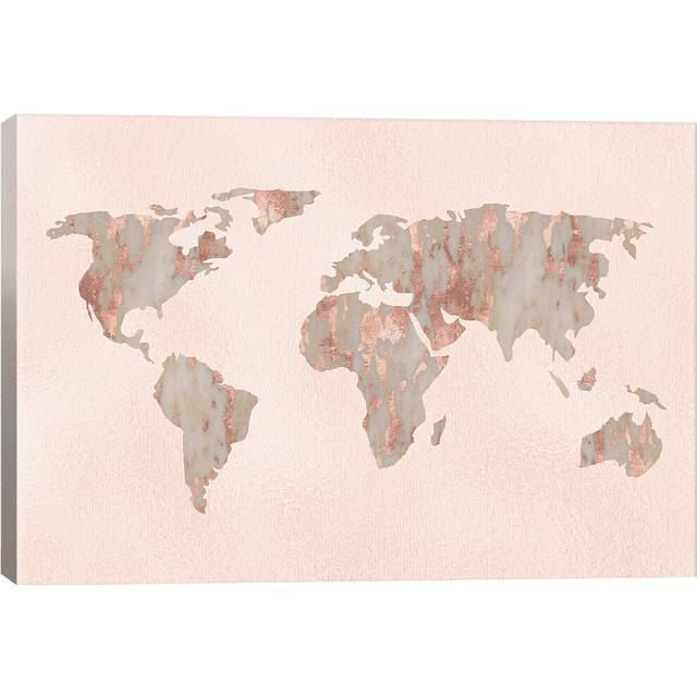 'World Map' Graphic Art Print on Wrapped Canvas (101.6 cm H x 66.04 cm W x 1.91 cm D)