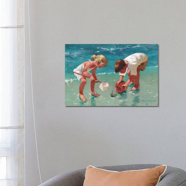 Kids and Crab by John Haskins - Wrapped Canvas Wrapped Canvas (66.04 cm H x 45.72 cm W x 3.175 cm D)