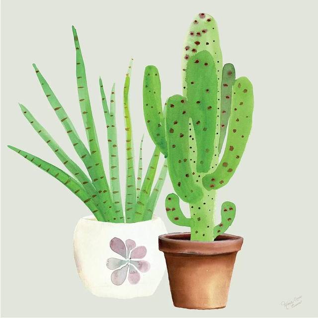 Succulent Symphony II by Marie Elaine Cusson - Wrapped Canvas Painting (45.72cm H x 45.72cm W x 1.905cm D)