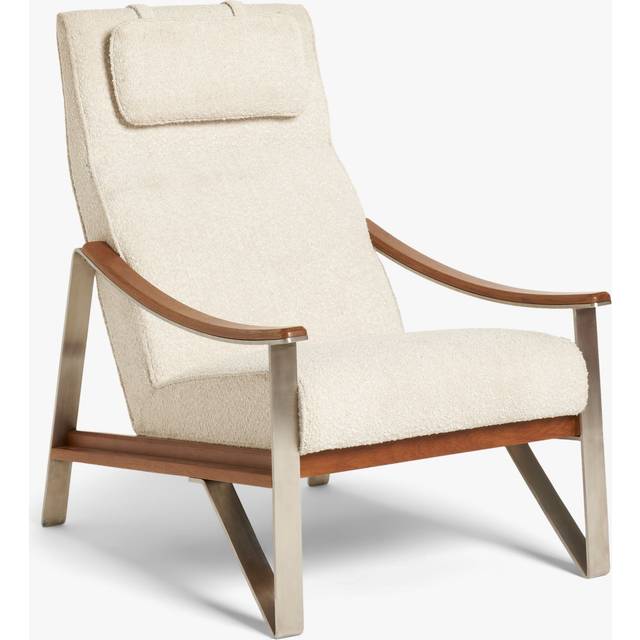 John Lewis Tilt High Back Armchair, Dark/Metallic Leg, Natural Boucle