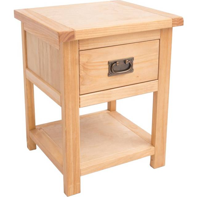 1 Drawer Bedside Table - Light Brown (56cm H X 45cm W X 40cm D)
