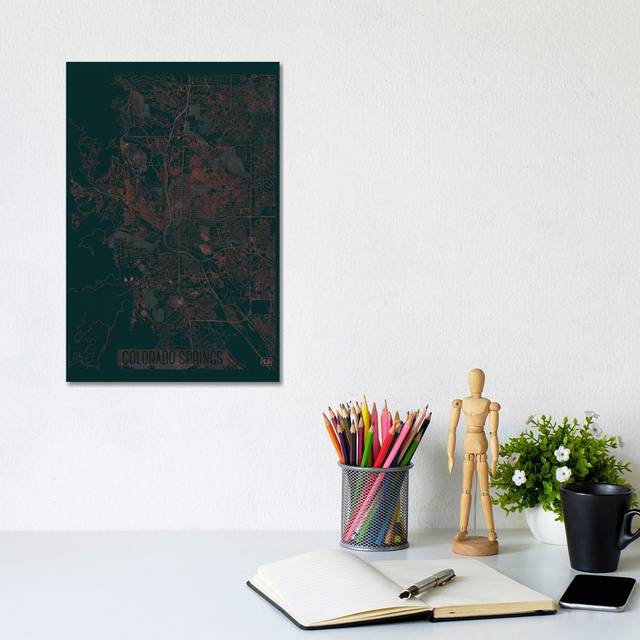 Colorado Springs Infrared Urban Blueprint Map by Hubert Roguski - Wrapped Canvas Art Prints (30.48cm H x 20.32cm W x 1.9cm D)