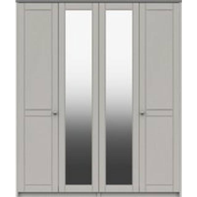 Darwin 4 Door Wardrobe, Mirrored - Grey
