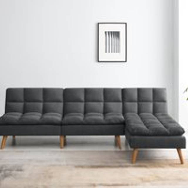 Cloud Fabric Corner Double Sofa Bed - Slate