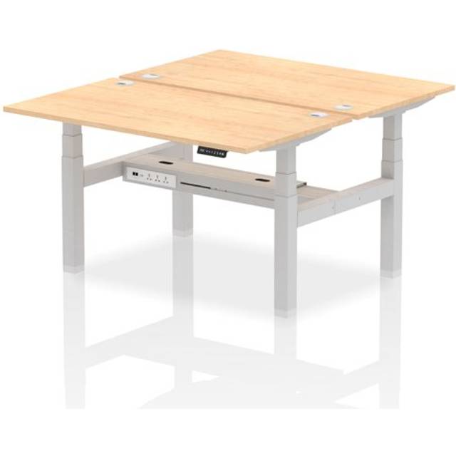 Air B2B 1400x800mm Height Adjustable 2P Bench Desk CP Maple/Silver