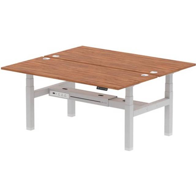Air B2B 1800x800mm Height Adjustable 2P Bench Desk CP Walnut/Silver