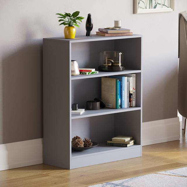 Vida Designs Cambridge 3 Shelf Grey Low Bookcase