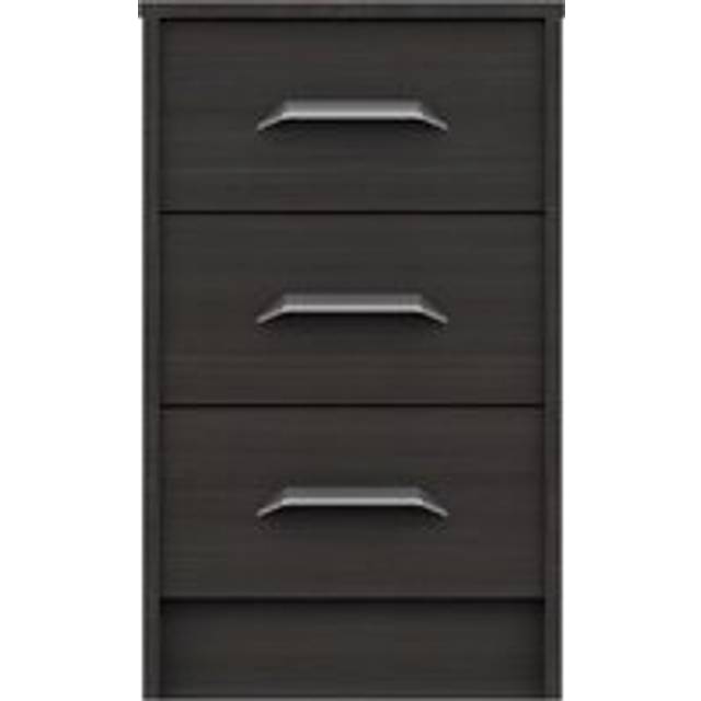 Florine 3 Drawer Bedside Table - Black