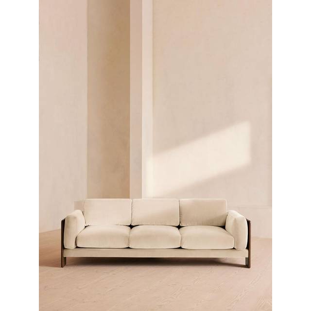 Marcia Three Seater Sofa, Velvet, Porcelain