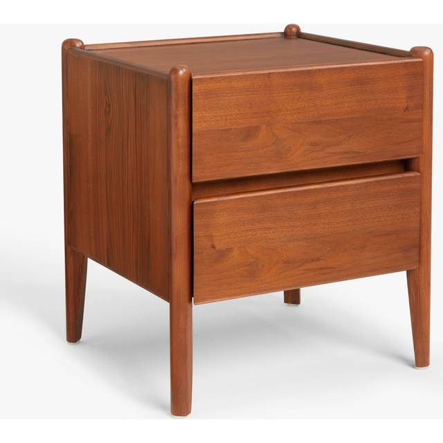 John Lewis Scandi 2 Drawer Wood Bedside Table, Walnut Finish