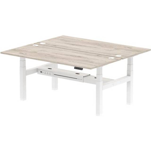 Air 1800 x 800mm Height Adjustable 2 Person Bench Desk Grey Oak Top with Cable P