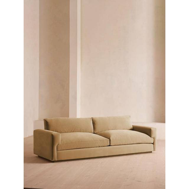 Mossley Four Seater Sofa, Velvet, Camel