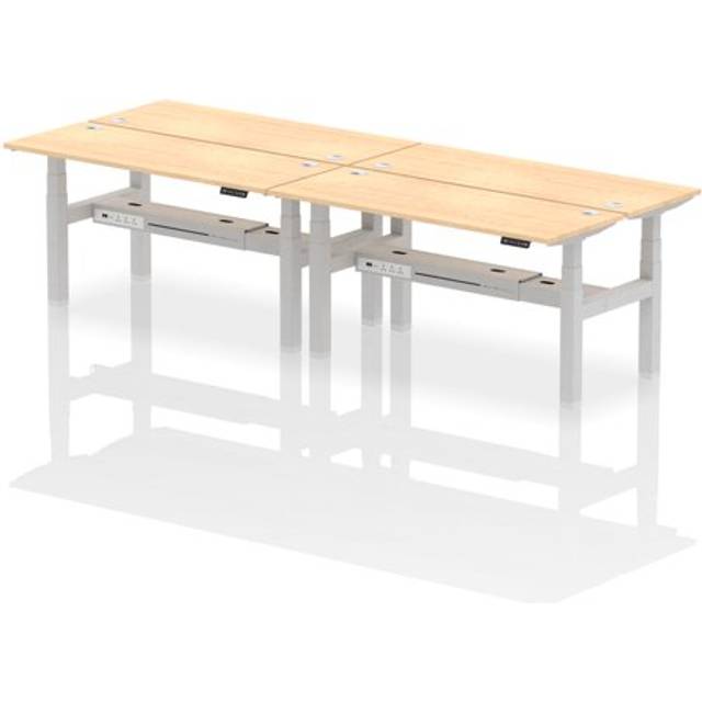 Air B2B 1600x600mm Height Adjustable 4P Bench Desk CP Maple/Silver