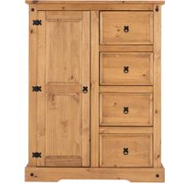 Corona Single 4 Drawer Wardrobe, Pine - Natural