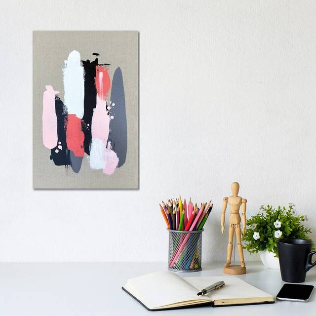 Pink Black and Grey II - Graphic Art Print on Canvas - Wrapped Canvas (20.32 cm H x 30.48 cm W)