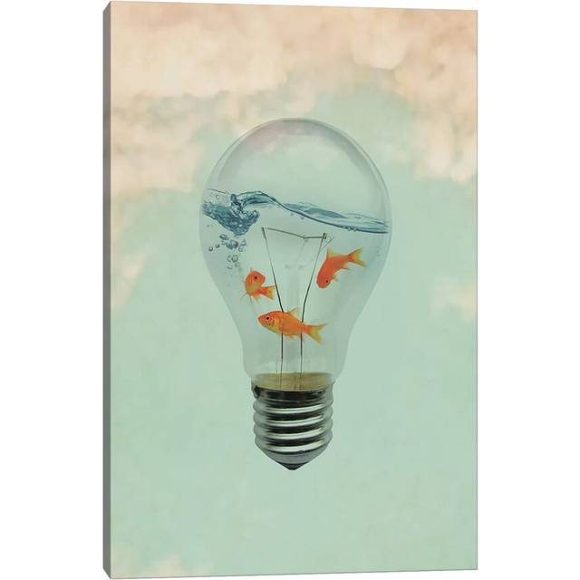 Ideas and Goldfish I by Vin Zzep - Graphic Art Print on Canvas - Wrapped Canvas (66.04 cm H x 45.72 cm W x 3.175 cm D)