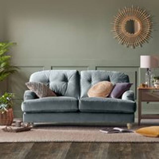 Martha Vintage Velvet 2 Seater Sofa - Vintage Velvet Soft Blue