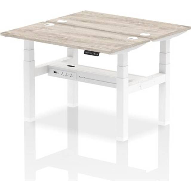 Air 1200 x 600mm Height Adjustable 2 Person Bench Desk Grey Oak Top with Cable P