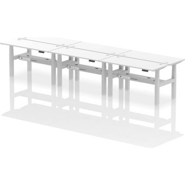 Air B2B 1400x600mm Height Adjustable 6P Bench Desk CP White/Silver