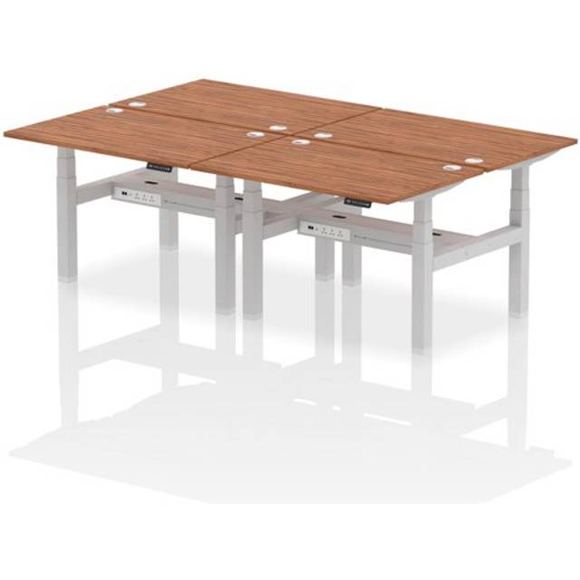 Air B2B 1200x800mm Height Adjustable 4P Bench Desk CP Walnut/Silver
