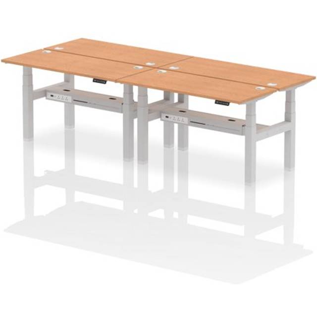 Air B2B 1400x600mm Height Adjustable 4P Bench Desk CP Oak/Silver
