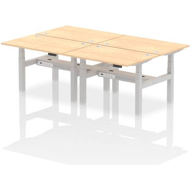 Air B2B 1200x800mm Height Adjustable 4P Bench Desk CP Maple/Silver