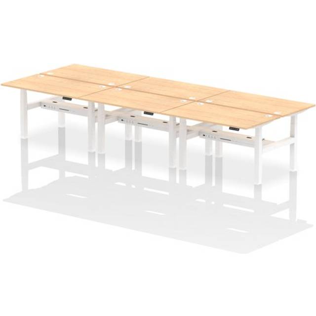 Air B2B 1400x800mm Height Adjustable 6P Bench Desk CP Maple/White
