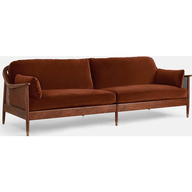 Atlanta Four Seater Sofa, Velvet, Rust