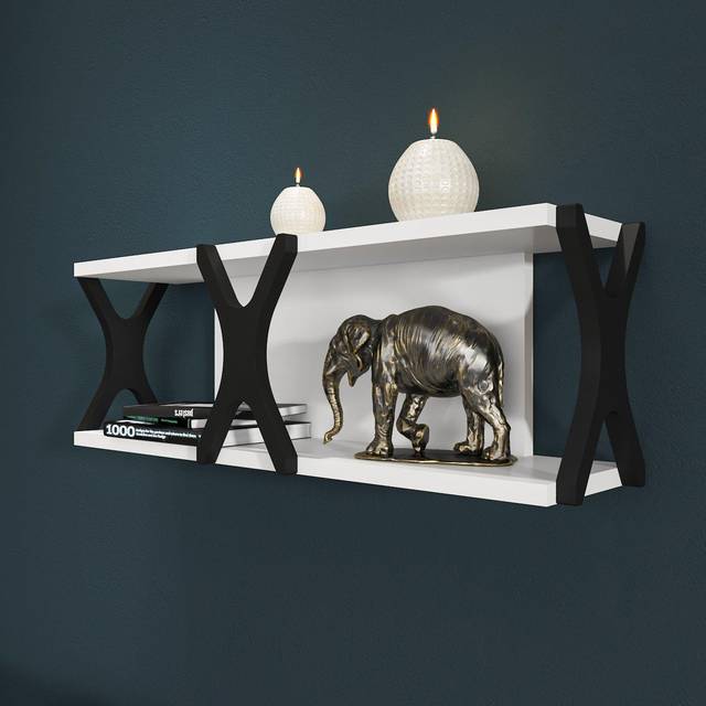 Seza Wall Shelf - White Base and Black