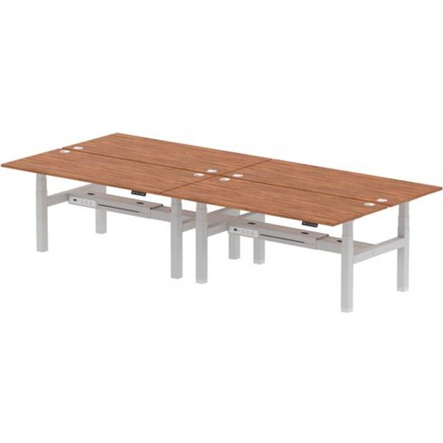 Air B2B 1800x800mm Height Adjustable 4P Bench Desk CP Walnut/Silver