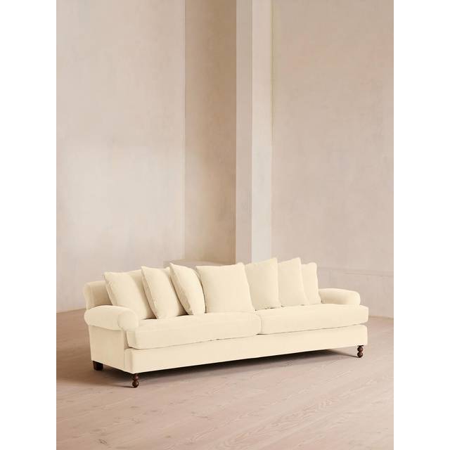 Audrey Four Seater Sofa, Velvet, Porcelain