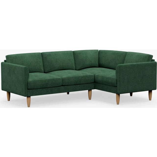 Hutch Velvet Curve Arm 4 Seater Corner Sofa - Sage Green