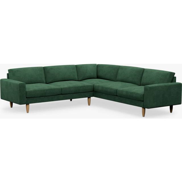 Hutch Velvet Block Arm 7 Seater Corner Sofa - Sage Green
