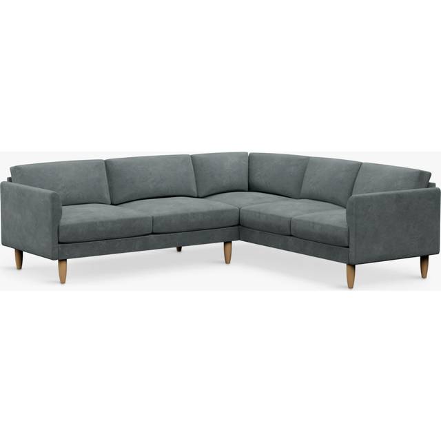 Hutch Velvet Curve Arm 6 Seater Corner Sofa - Slate Grey