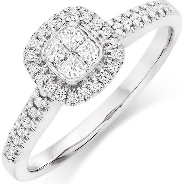 18ct White Gold Diamond Cluster Halo Ring