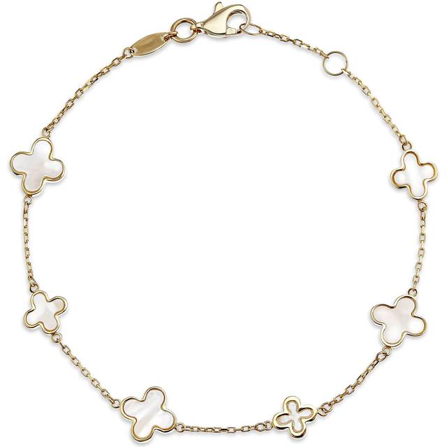 9ct Yellow Gold Mother of Pearl Clover Bracelet - Gold/Yellow Gold/Pea