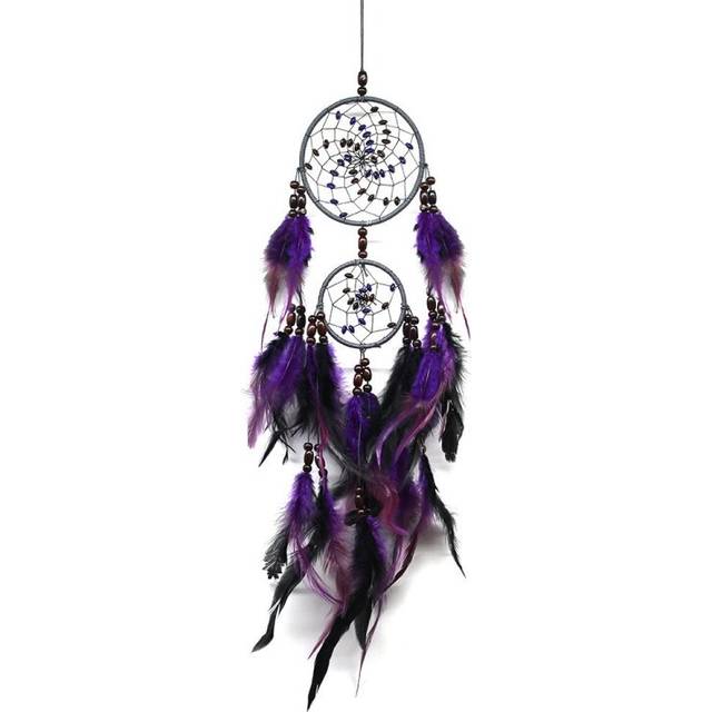 Creative Weaving Crafts Purple Feather Beads Dream Catcher Wall Hanging Jewelry