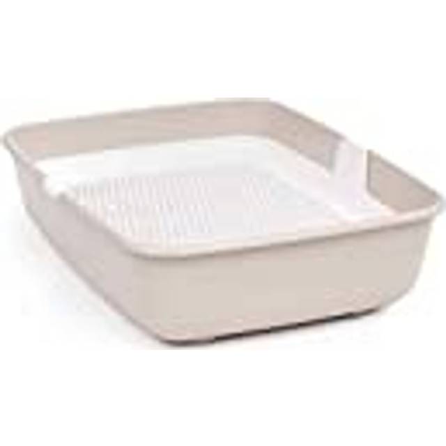 Kattlåda med rengöringsgaller, stor kattlåda, beige