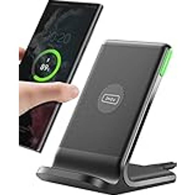 INIU Induktionsställ laddare, 15W trådlös snabbladdning, dubbel spole, adaptivt ljus lätt att sova, för iPhone 15 14 13 12 11 Pro Max Samsung S22 S21 Xiaomi Google etc