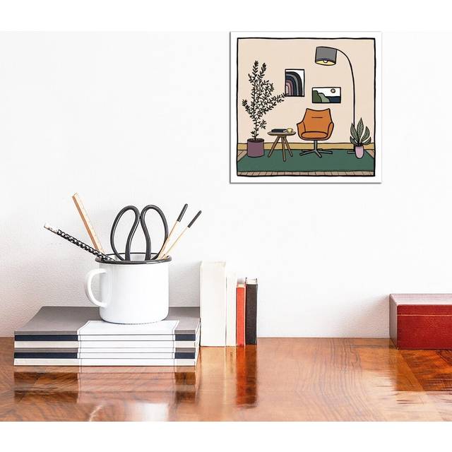 Living Room with Orange Armchair by Alisa Galitsyna - Wrapped Canvas Graphic Art (30.48 cm H x 30.48 cm W)
