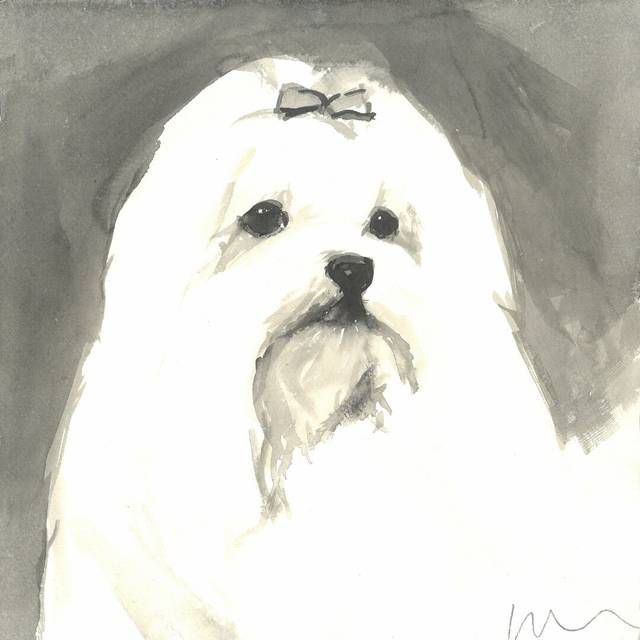 Sepia Modern Dog VIII by A Very Modern Dog - Wrapped Canvas Painting (30cm H x 30cm W)