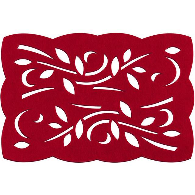 Hawkes Felt Leaf Design Cork Placemat - Red