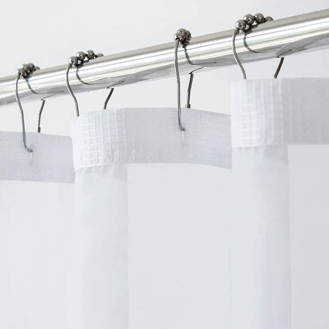 HomeRoots 399750 72 x 70 x 1 in. White Sheer & Grid Shower Curtain & Liner Set