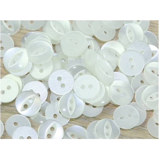 Round Fish Eye Buttons  White - per pack of 100