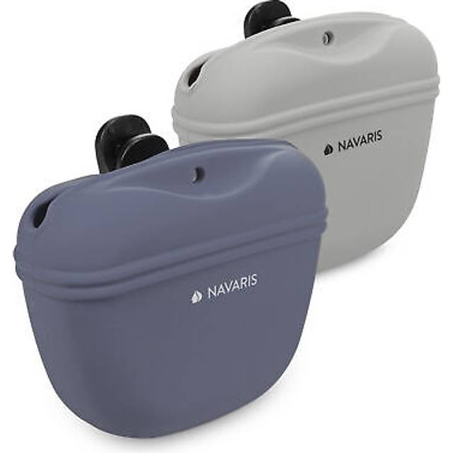 Silicone Dog Treat Pouches - Set of 2 - Doggie Treats Bags with Waist Clip - Dog Training & Walks Holder for Pet Snacks, Food - Grey & Violet