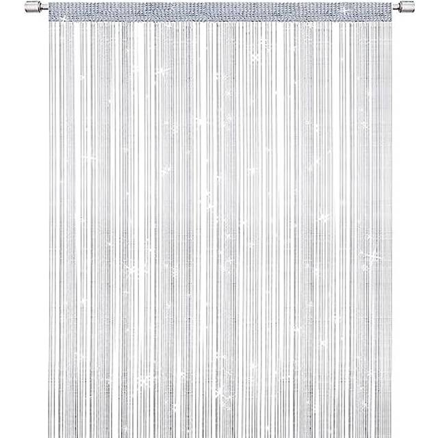 String Curtains Door Fly Screen Curtain, Elegant Divider Tassel Curtain for Home DÃ©cor, Divider Curtain for Doors and Windows, White (100x200cm)