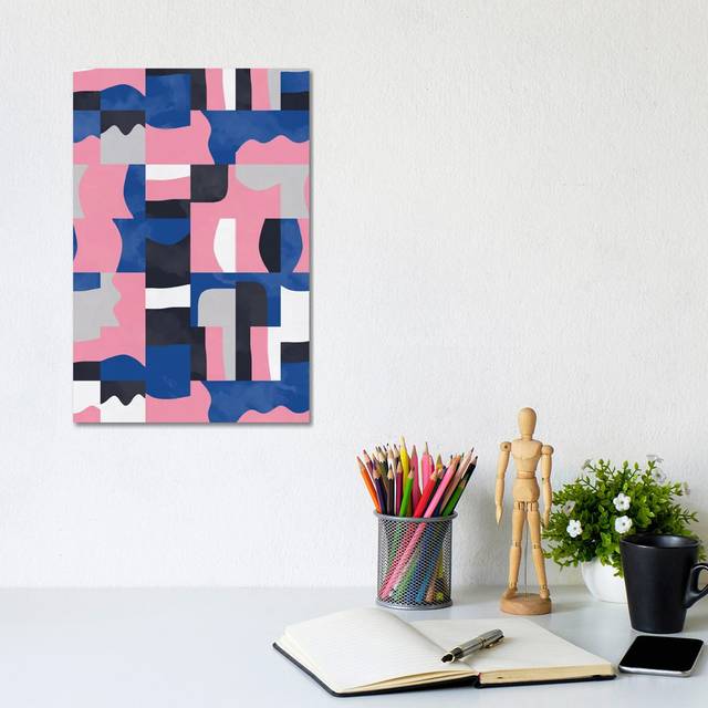Organic Cubes and Shapes Blue Pink - Wrapped Canvas Art Prints (30.48cm H x 20.32cm W x 1.91cm D)