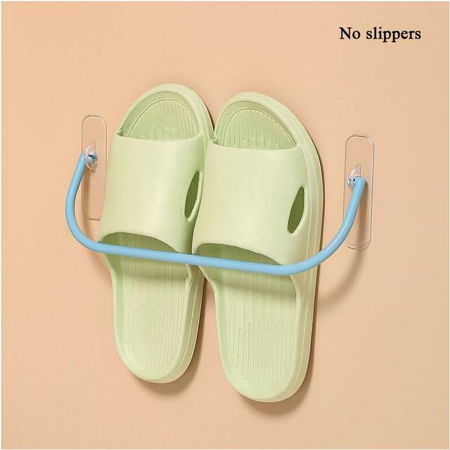 (a-blue) Home Wall Mounted Shoe Rack Foldable Shoes Hanger Slippers Drain Storage Rack Shelf Shoe Hanging Holder Bathroom Organizer